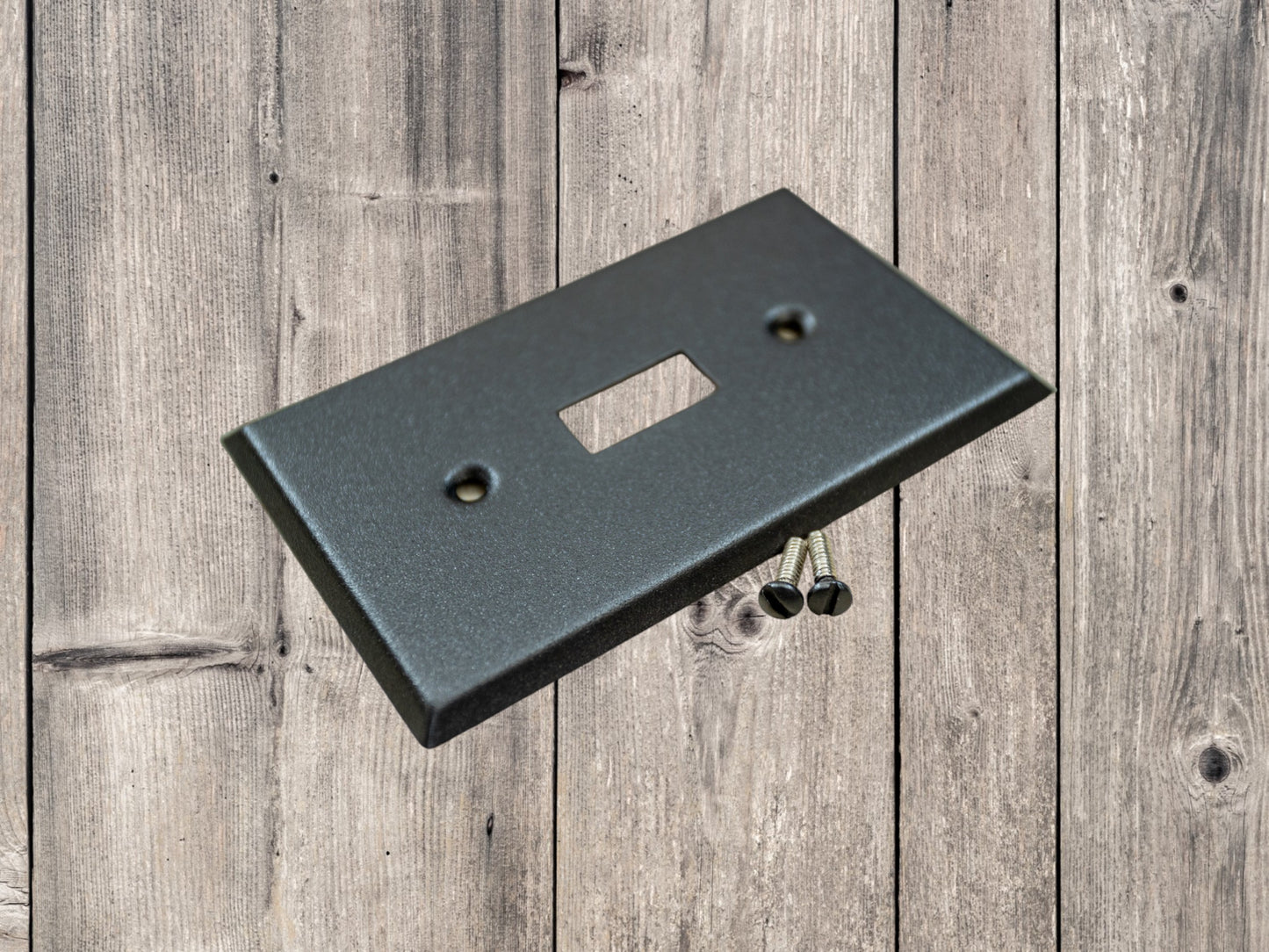 Black Satin Texture powder coated Toggle, Rocker, Duplex, and Blank standard size metal switch plates