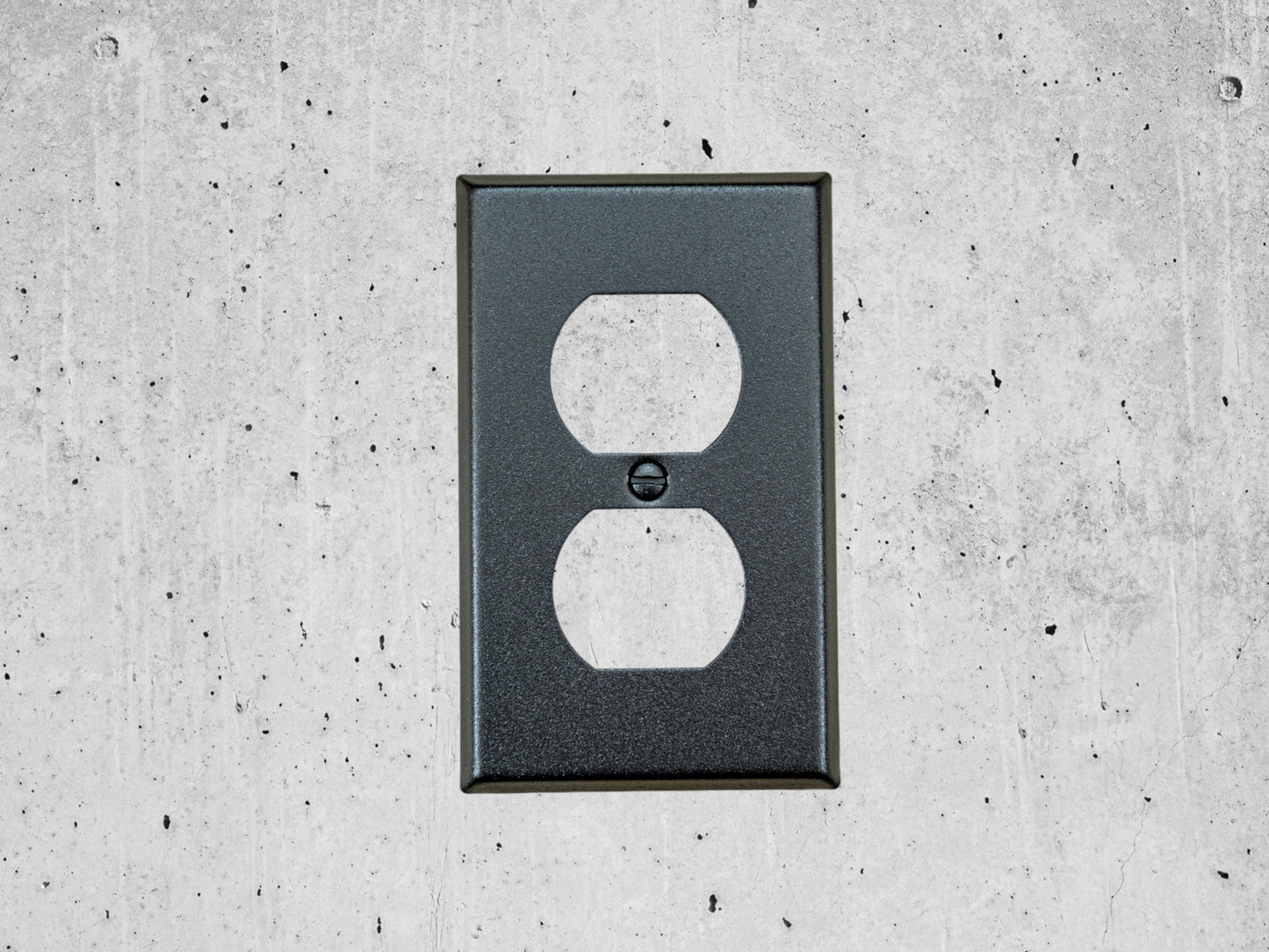 Black Stone powder coated Toggle, Rocker, Duplex, and Blank standard size metal switch plates