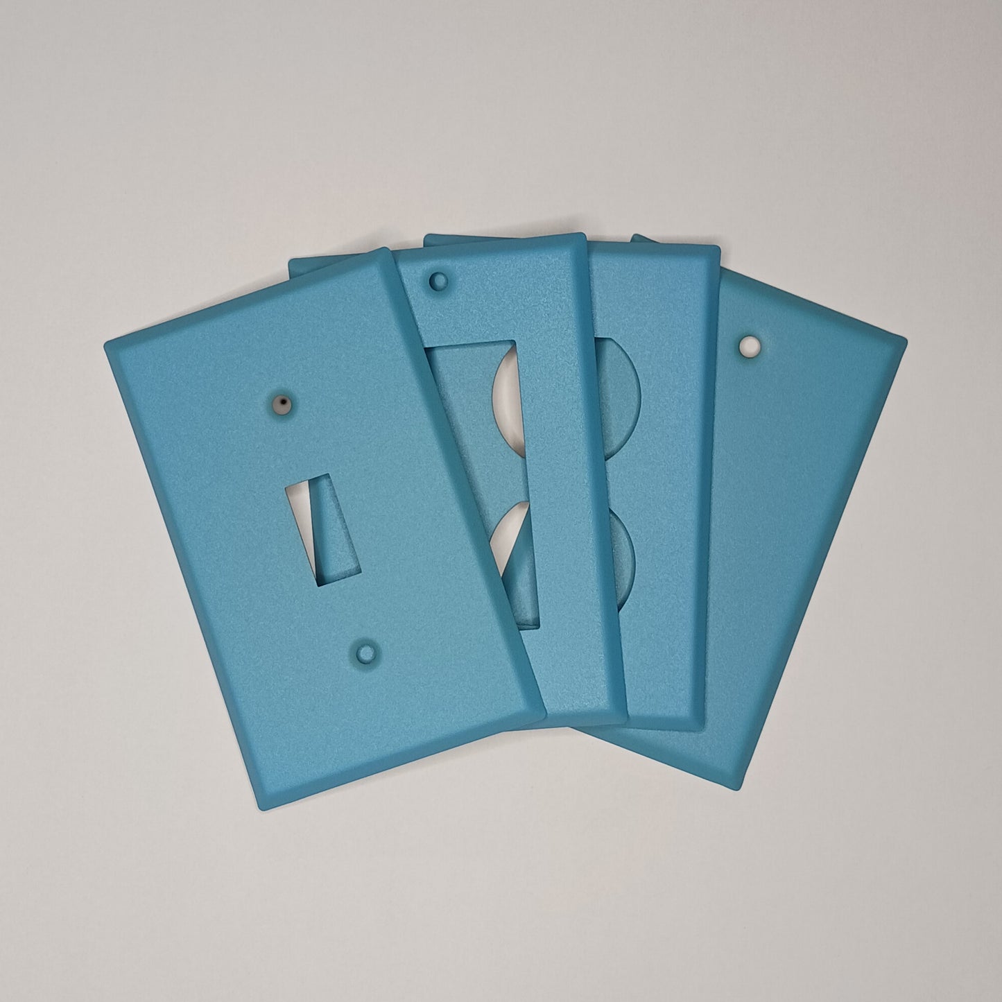 Sky Blue texture powder coated Toggle, Rocker, Duplex, and Blank standard size metal switch plates (Copy)