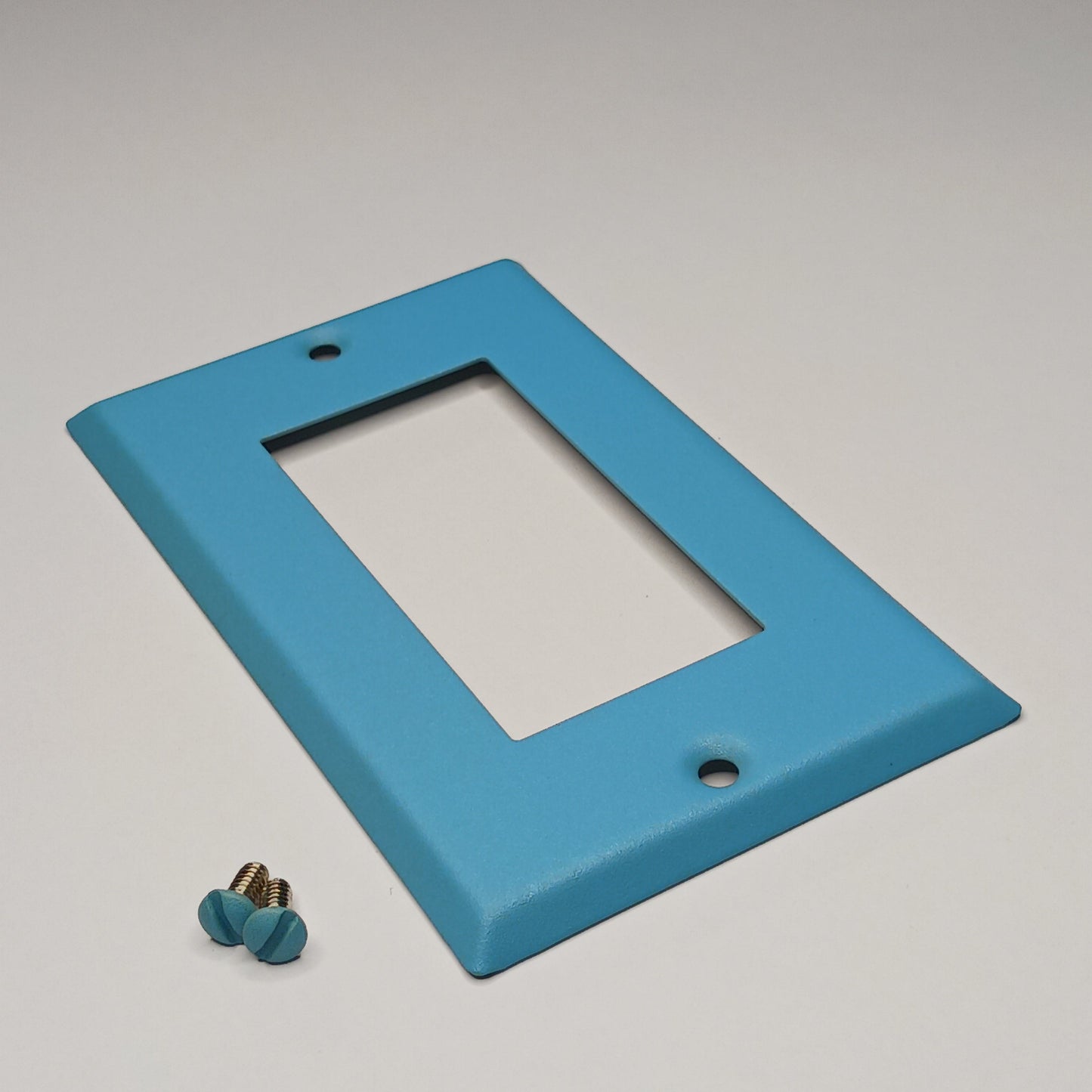 Sky Blue texture powder coated Toggle, Rocker, Duplex, and Blank standard size metal switch plates (Copy)