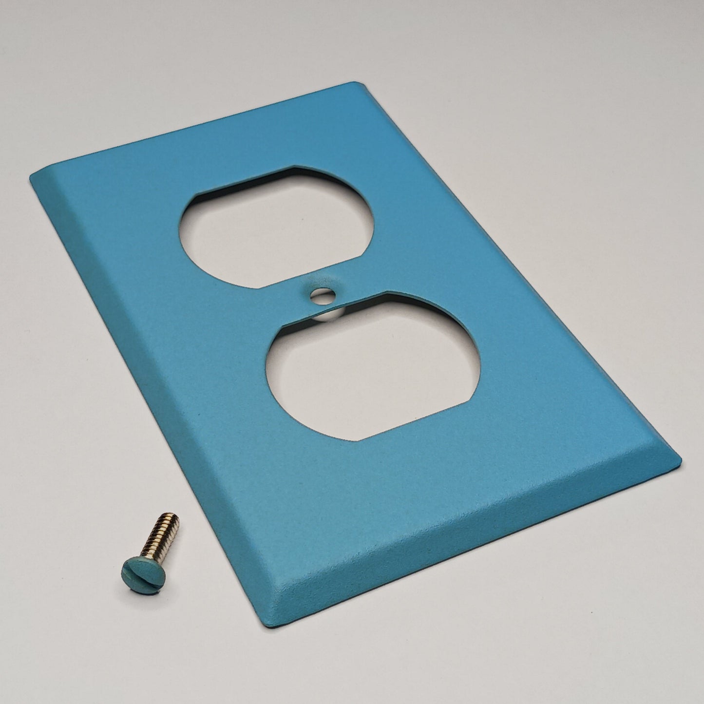 Sky Blue texture powder coated Toggle, Rocker, Duplex, and Blank standard size metal switch plates (Copy)