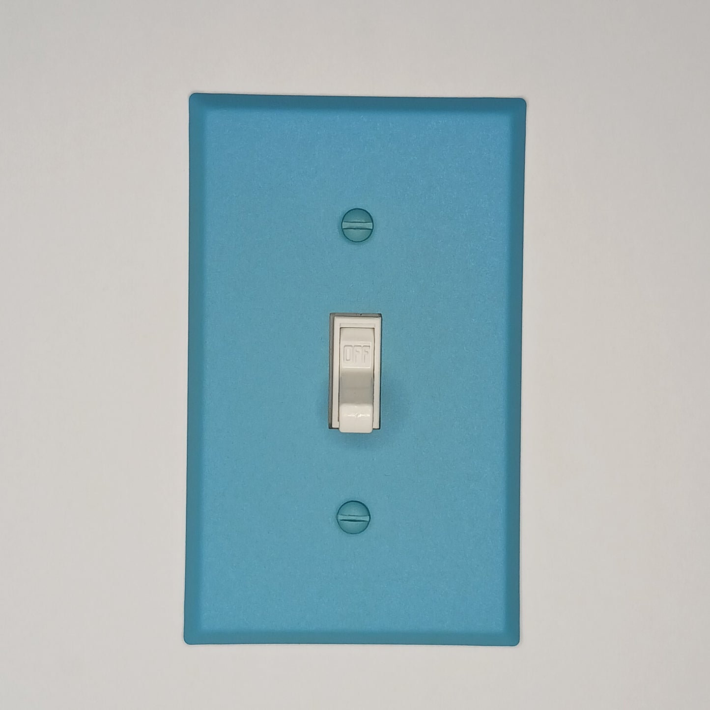 Sky Blue texture powder coated Toggle, Rocker, Duplex, and Blank standard size metal switch plates (Copy)