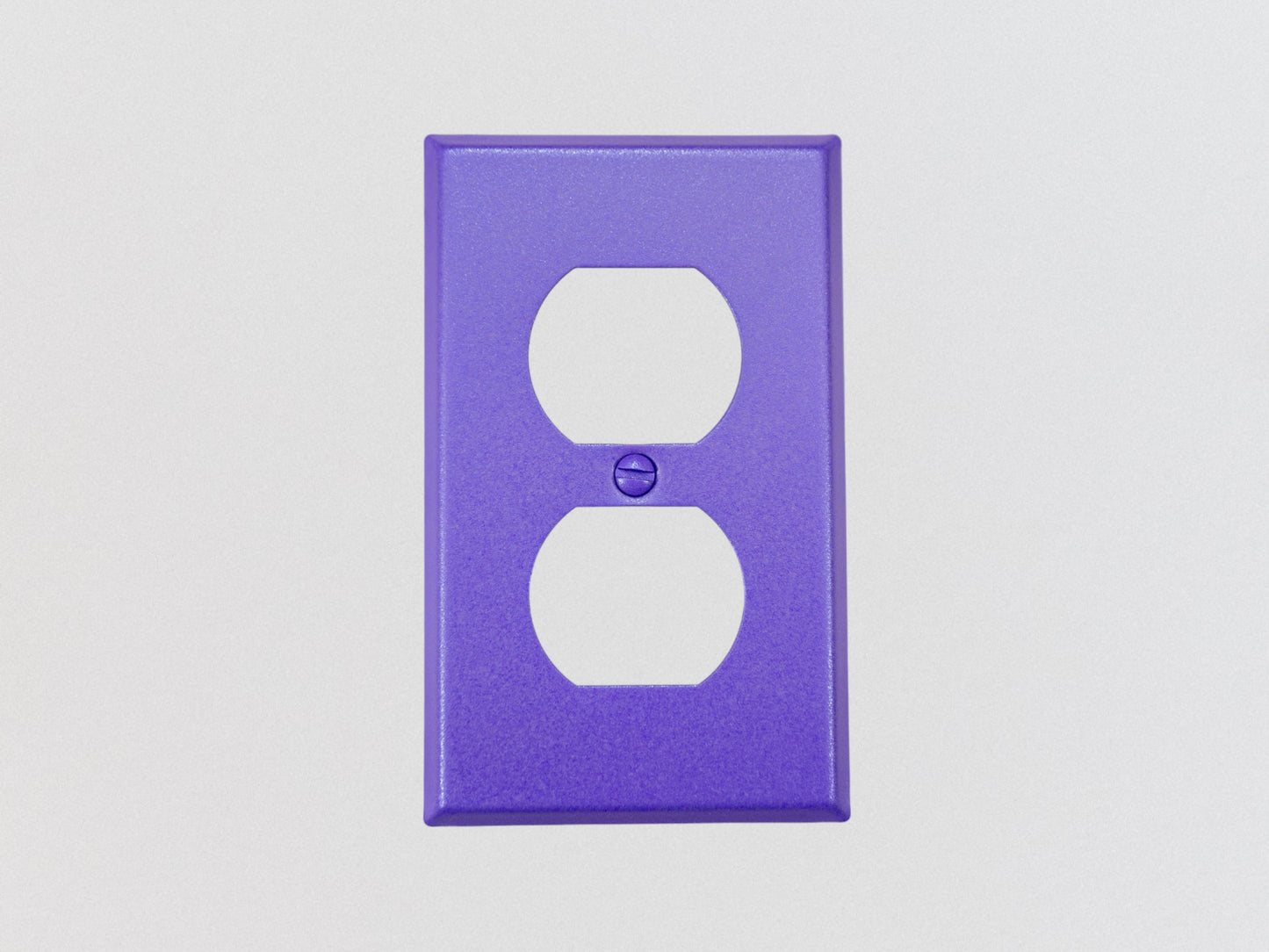 Iris Purple powder coated Toggle, Rocker, Duplex, and Blank standard size metal switch plates