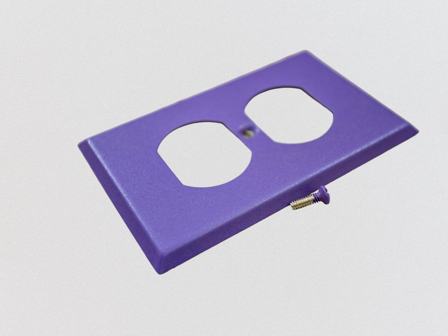 Iris Purple powder coated Toggle, Rocker, Duplex, and Blank standard size metal switch plates