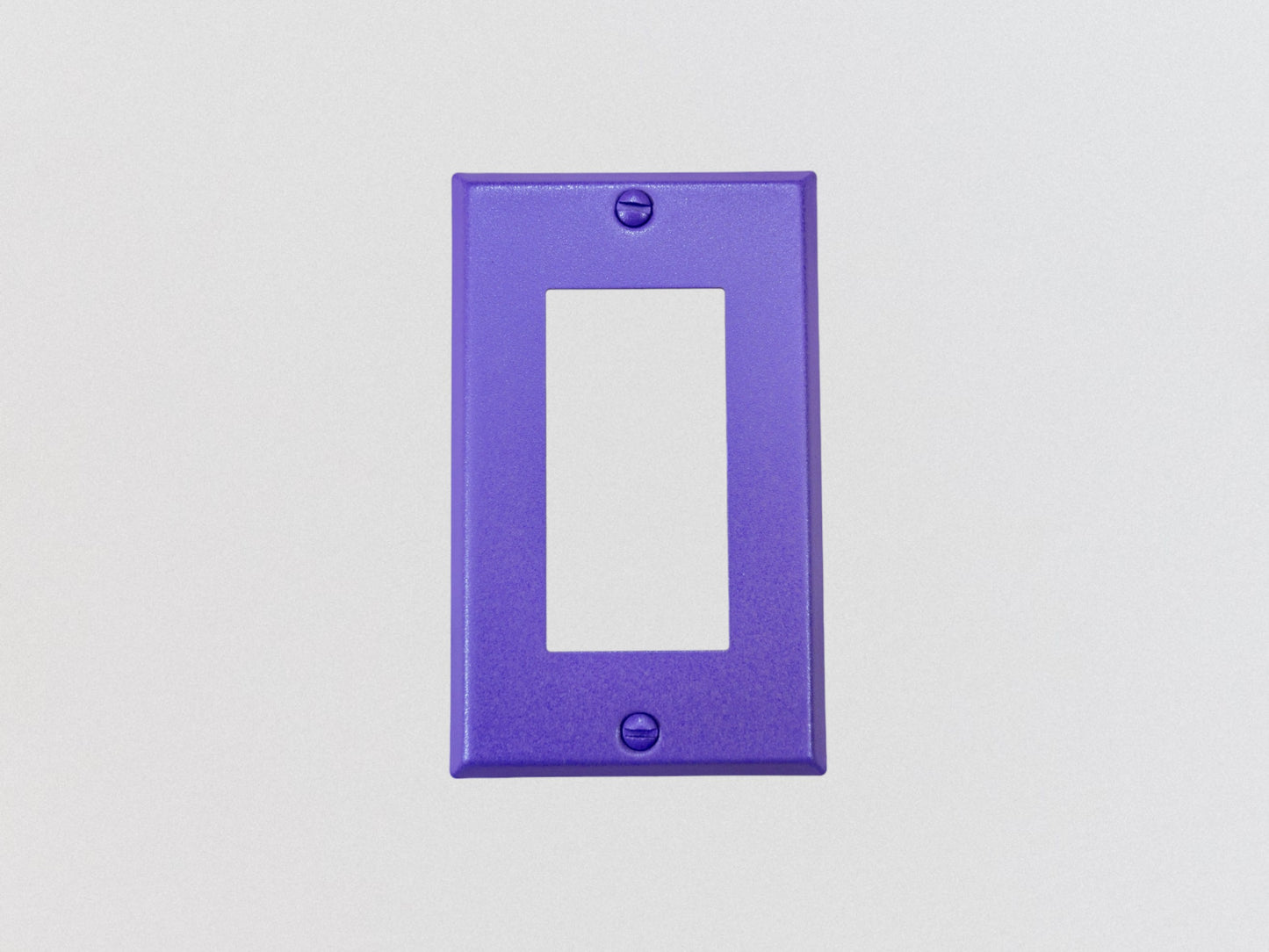 Iris Purple powder coated Toggle, Rocker, Duplex, and Blank standard size metal switch plates