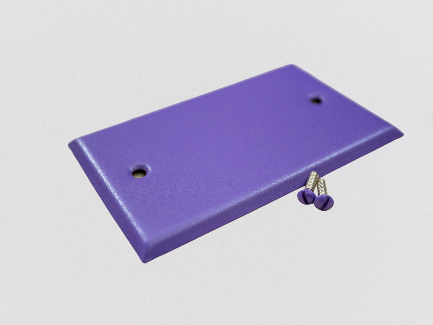 Iris Purple powder coated Toggle, Rocker, Duplex, and Blank standard size metal switch plates