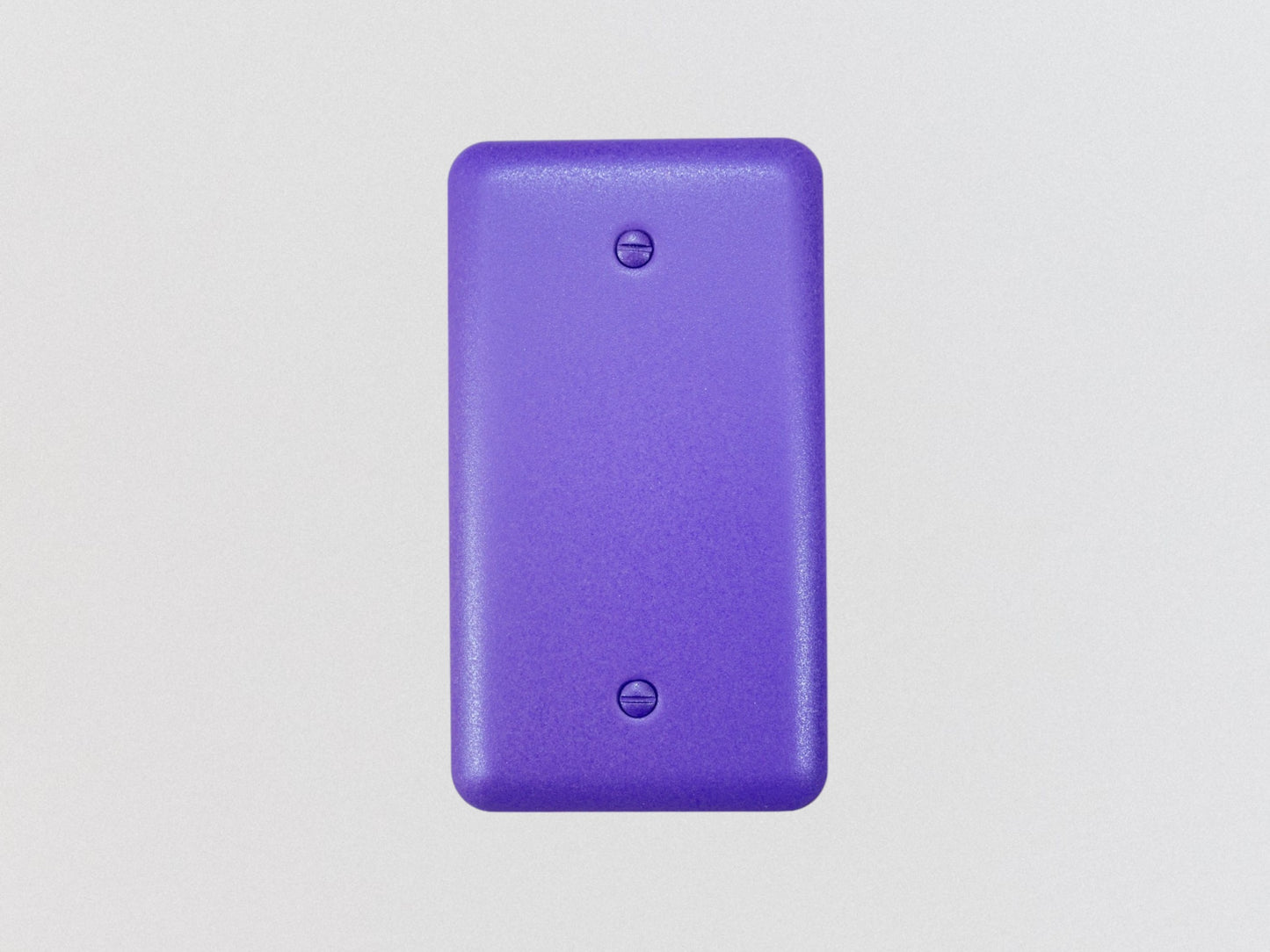 Iris Purple powder coated Toggle, Rocker, Duplex, and Blank round corner metal switch plates