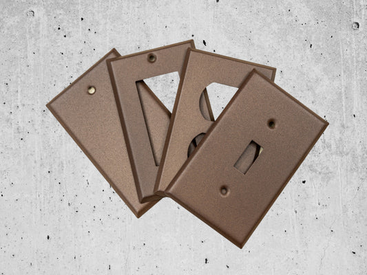 Oil Rubbed Bronze Cast powder coated Toggle, Rocker, Duplex, and Blank standard size metal switch plates