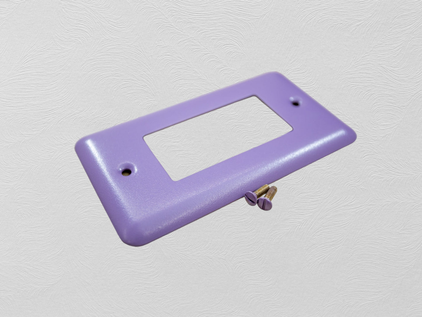 Orchid Lavender powder coated Toggle, Rocker, Duplex, and Blank round corner metal switch plates