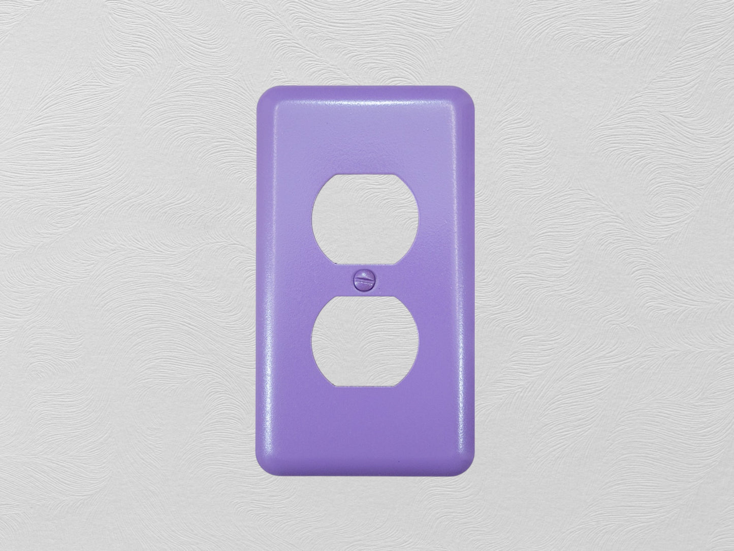 Orchid Lavender powder coated Toggle, Rocker, Duplex, and Blank round corner metal switch plates