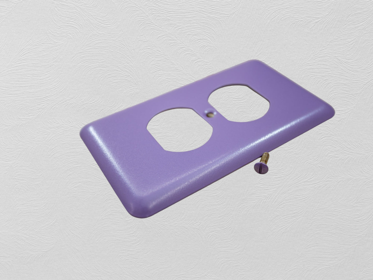 Orchid Lavender powder coated Toggle, Rocker, Duplex, and Blank round corner metal switch plates