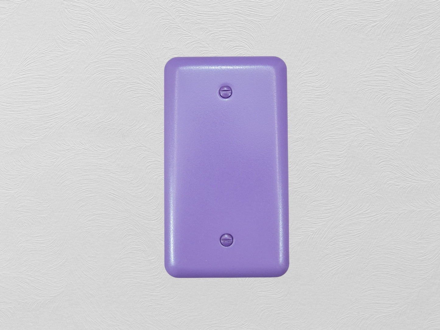 Orchid Lavender powder coated Toggle, Rocker, Duplex, and Blank round corner metal switch plates