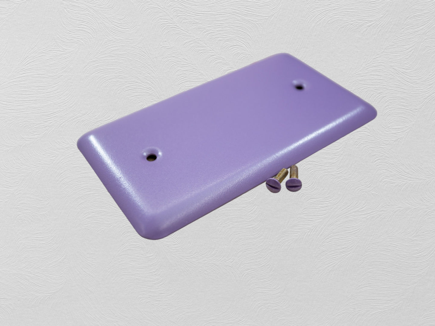 Orchid Lavender powder coated Toggle, Rocker, Duplex, and Blank round corner metal switch plates