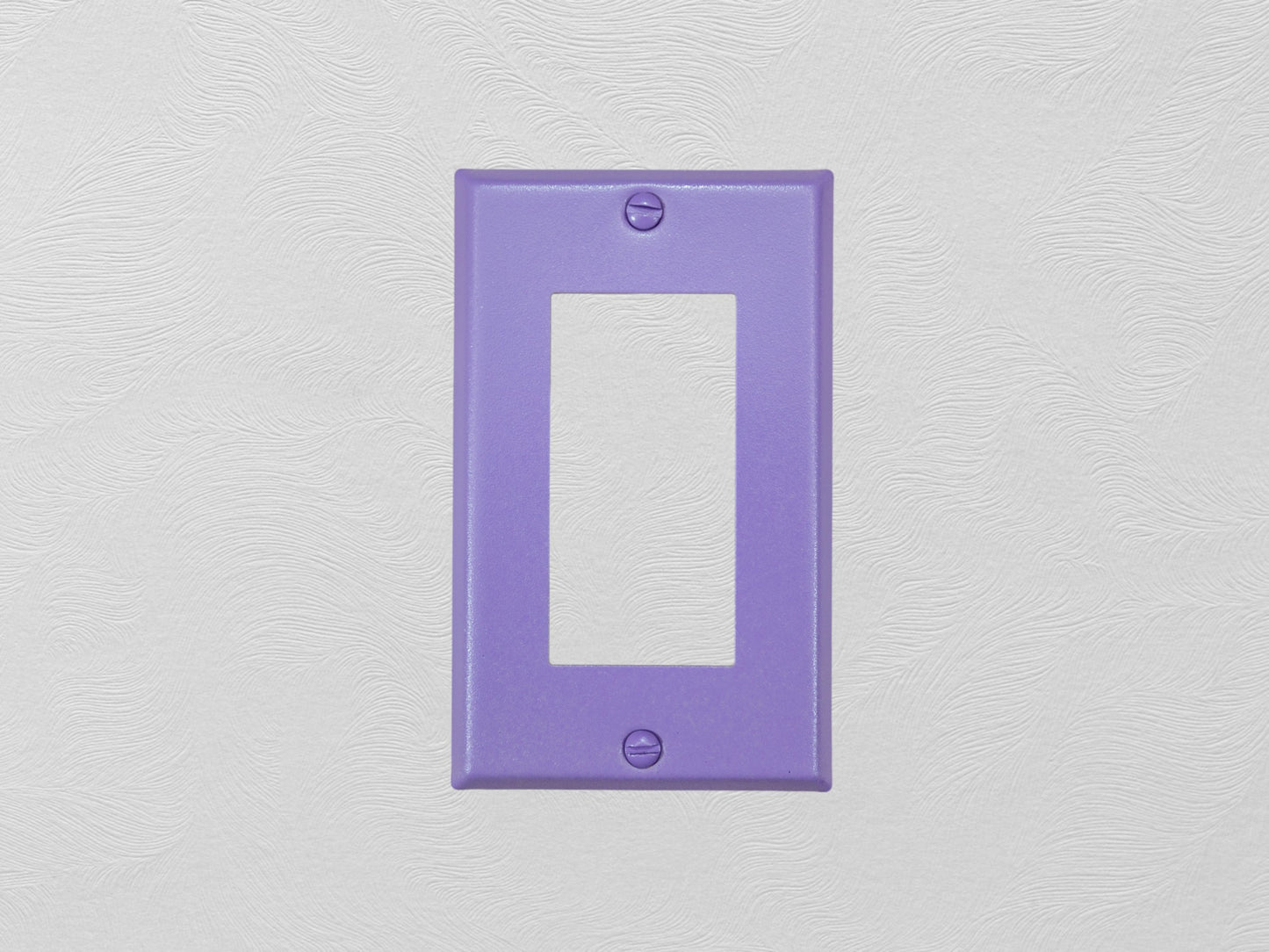 Orchid Lavender powder coated Toggle, Rocker, Duplex, and Blank standard size metal switch plates