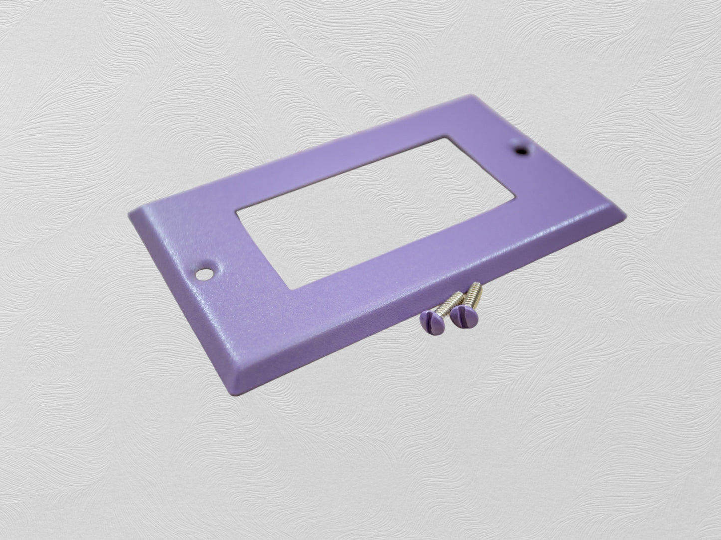 Orchid Lavender powder coated Toggle, Rocker, Duplex, and Blank standard size metal switch plates