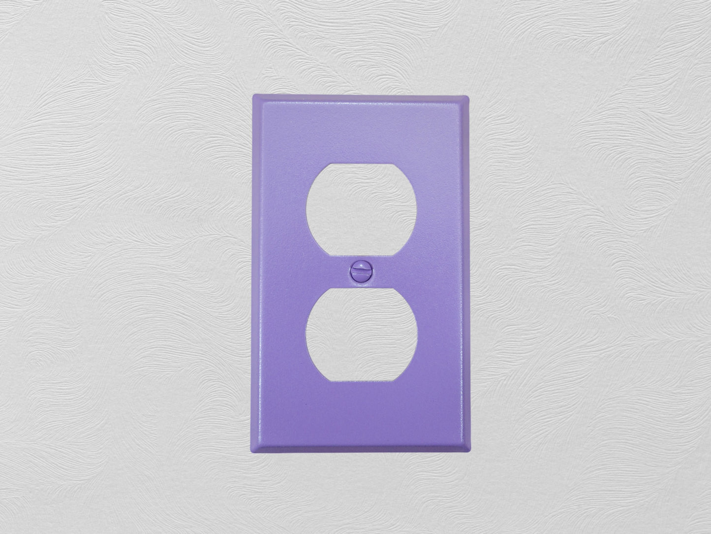 Orchid Lavender powder coated Toggle, Rocker, Duplex, and Blank standard size metal switch plates