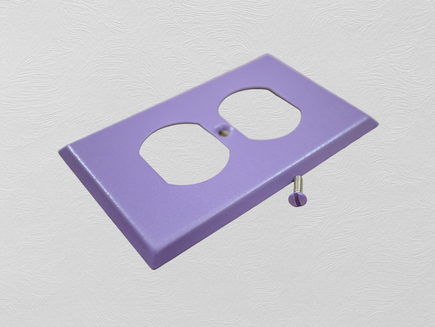 Orchid Lavender powder coated Toggle, Rocker, Duplex, and Blank standard size metal switch plates