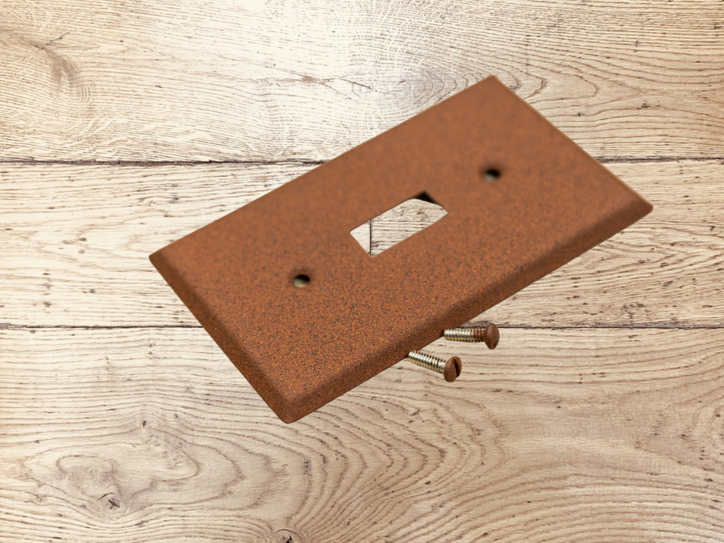 Western Rust powder coated Toggle, Rocker, Duplex, and Blank standard size metal switch plates