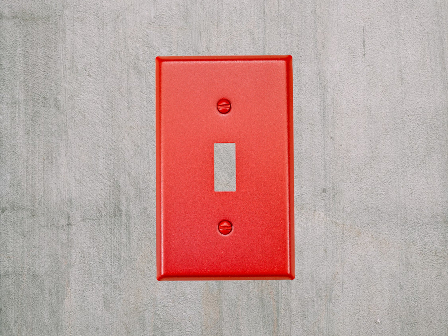 Matte Red Texture powder coated Toggle, Rocker, Duplex, and Blank standard size metal switch plates