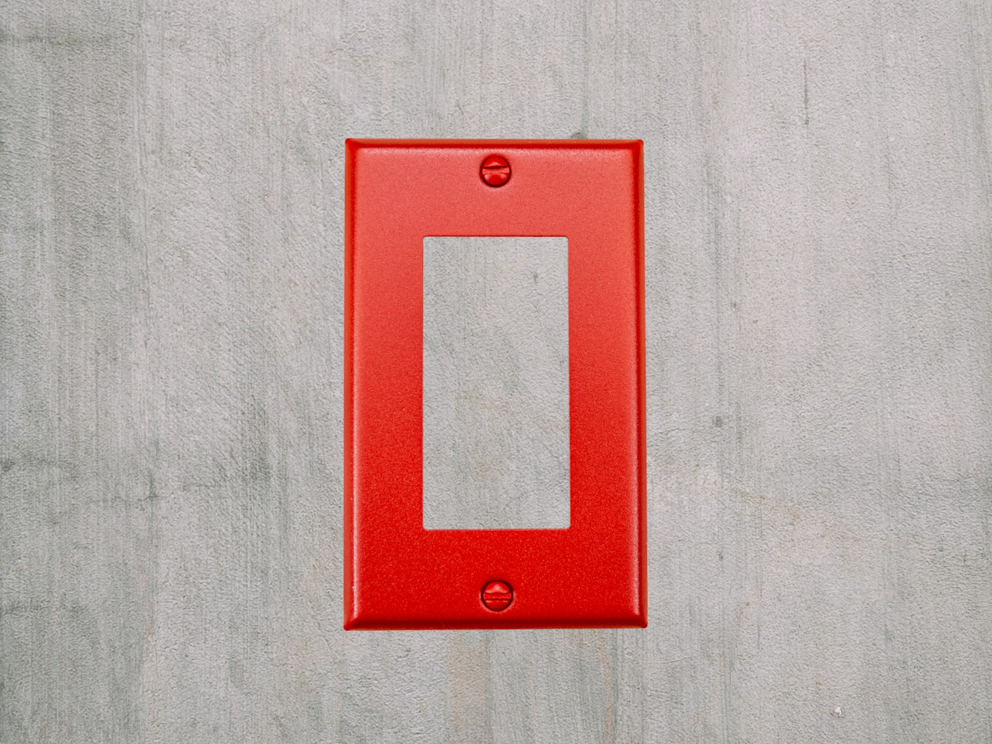 Matte Red Texture powder coated Toggle, Rocker, Duplex, and Blank standard size metal switch plates