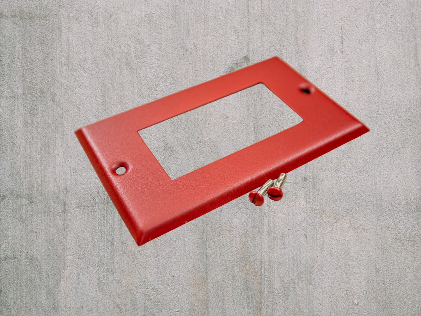 Matte Red Texture powder coated Toggle, Rocker, Duplex, and Blank standard size metal switch plates