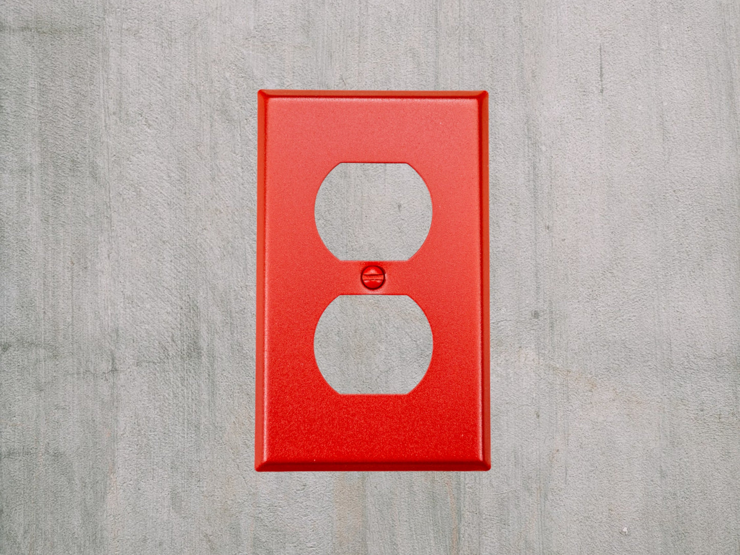 Matte Red Texture powder coated Toggle, Rocker, Duplex, and Blank standard size metal switch plates