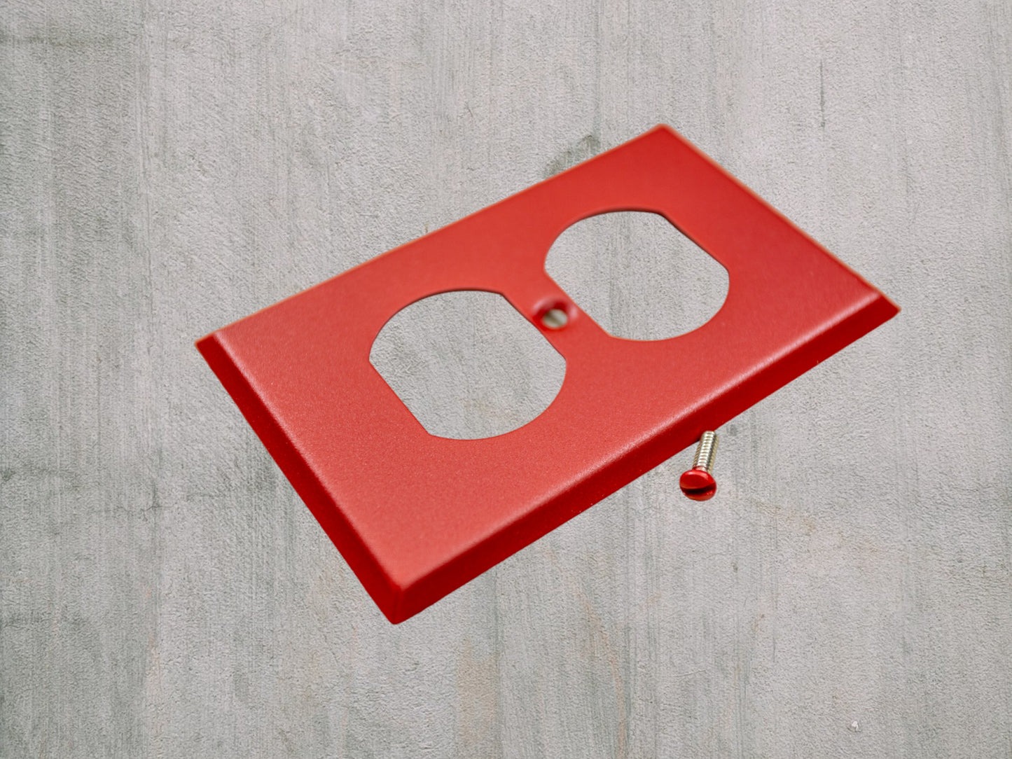 Matte Red Texture powder coated Toggle, Rocker, Duplex, and Blank standard size metal switch plates