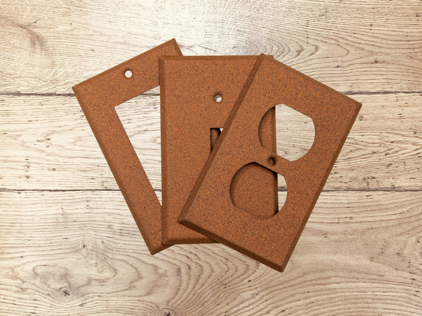 Western Rust powder coated Toggle, Rocker, Duplex, and Blank standard size metal switch plates