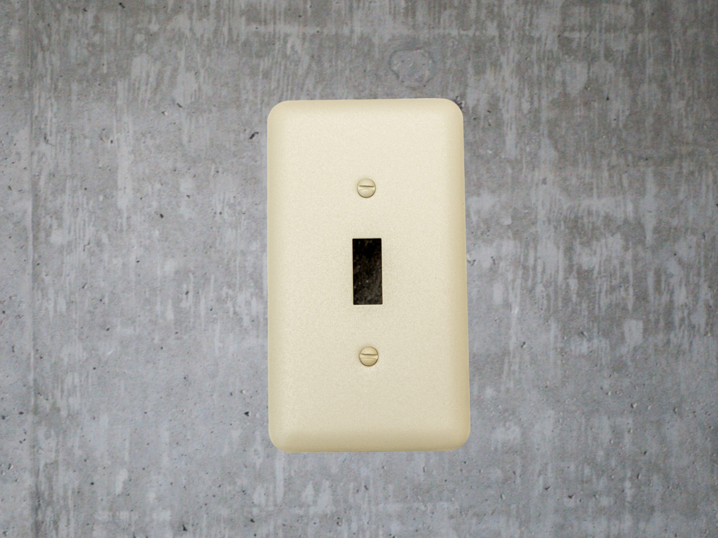 Sandstone Beige powder coated Toggle, Rocker, Duplex, and Blank round corner metal switch plates