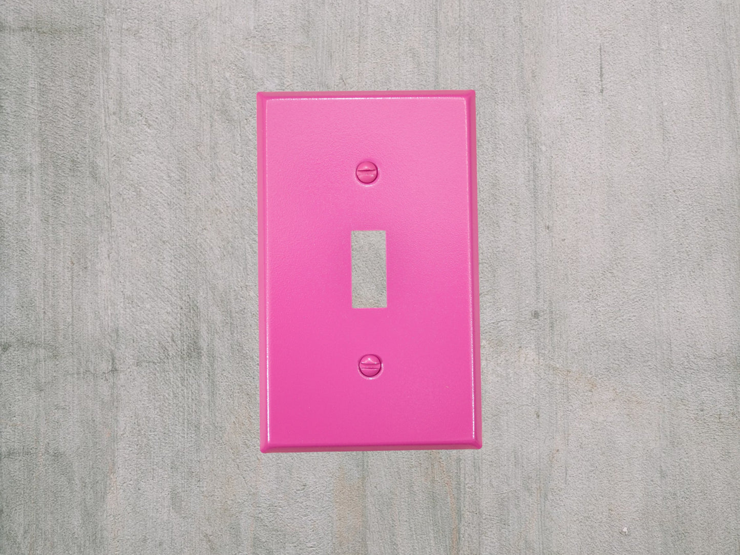 Pink Bubblegum Texture powder coated Toggle, Rocker, Duplex, and Blank standard size metal switch plates