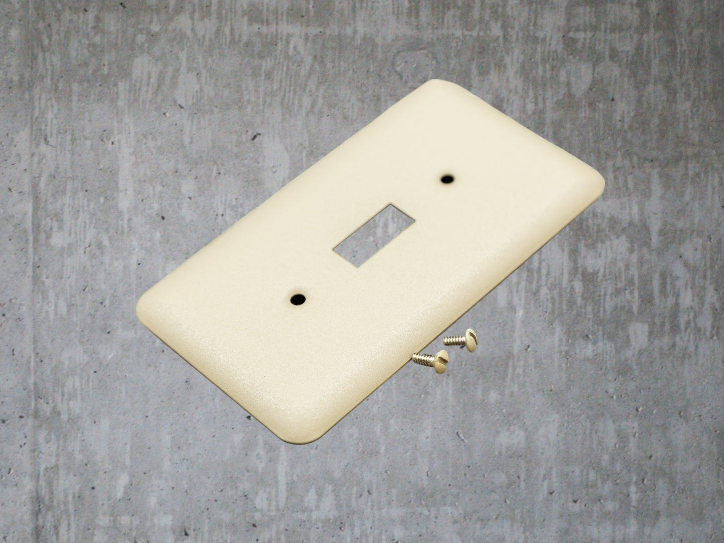 Sandstone Beige powder coated Toggle, Rocker, Duplex, and Blank round corner metal switch plates