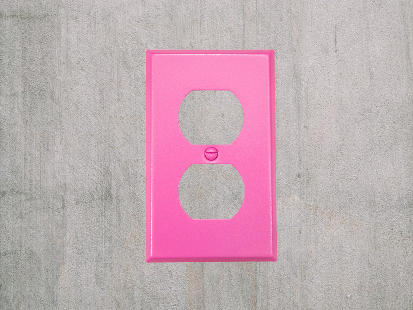 Pink Bubblegum Texture powder coated Toggle, Rocker, Duplex, and Blank standard size metal switch plates