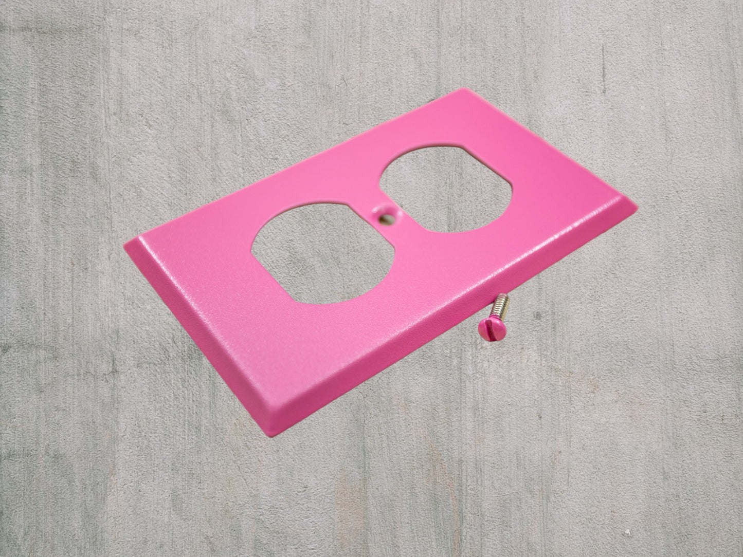 Pink Bubblegum Texture powder coated Toggle, Rocker, Duplex, and Blank standard size metal switch plates