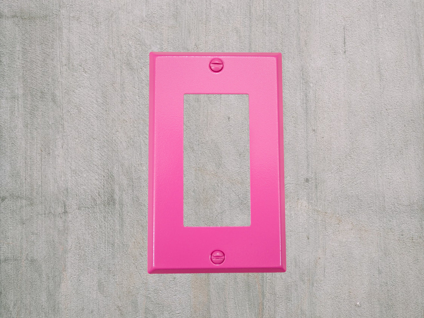 Pink Bubblegum Texture powder coated Toggle, Rocker, Duplex, and Blank standard size metal switch plates