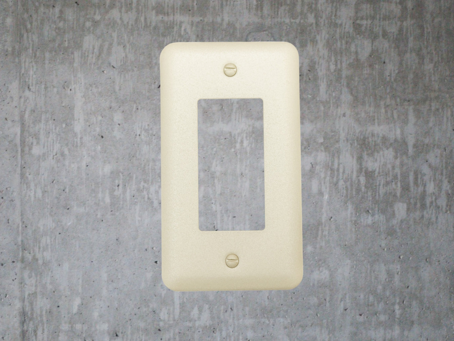 Sandstone Beige powder coated Toggle, Rocker, Duplex, and Blank round corner metal switch plates