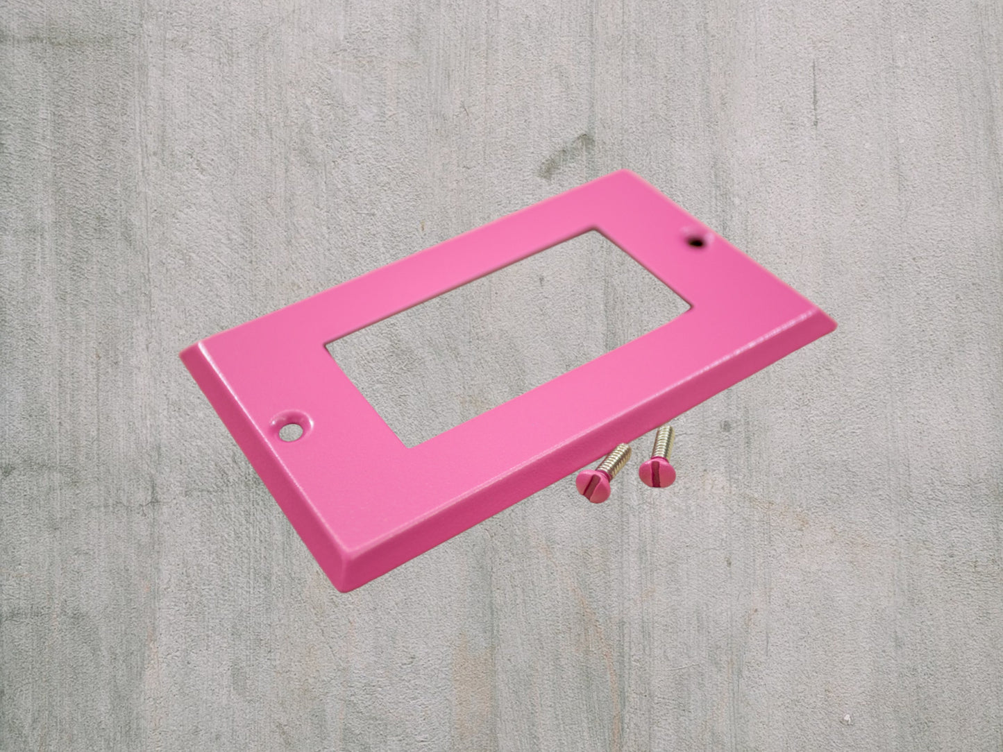 Pink Bubblegum Texture powder coated Toggle, Rocker, Duplex, and Blank standard size metal switch plates