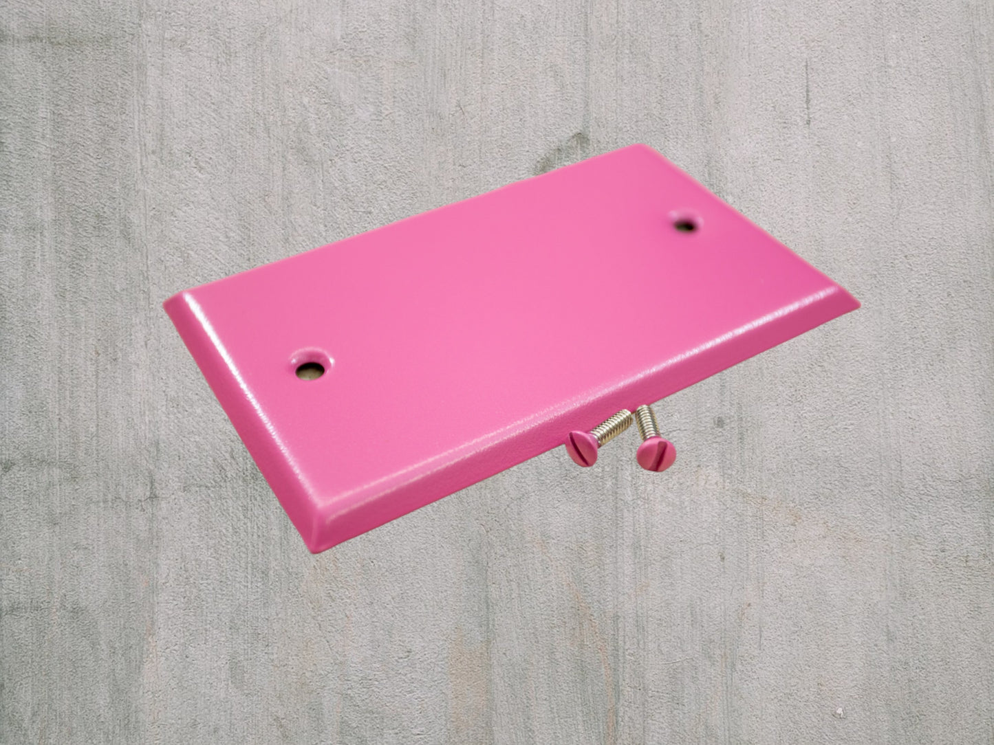 Pink Bubblegum Texture powder coated Toggle, Rocker, Duplex, and Blank standard size metal switch plates