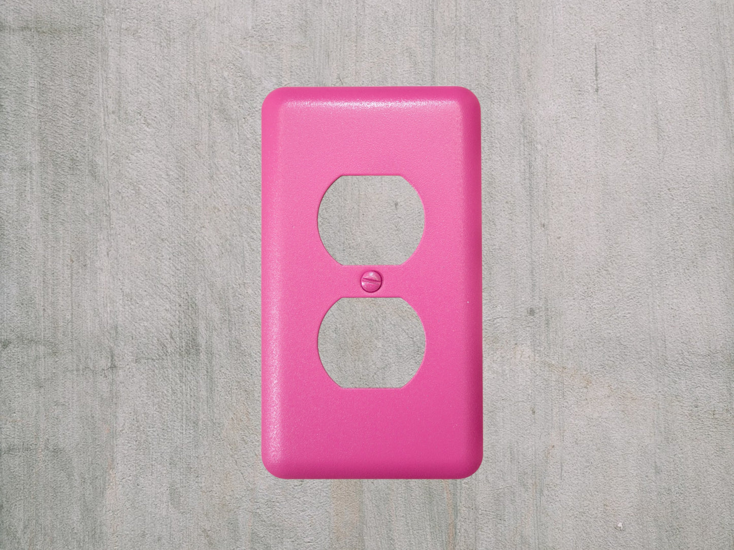 Pink Bubblegum Texture powder coated Toggle, Rocker, Duplex, and Blank round corner metal switch plates