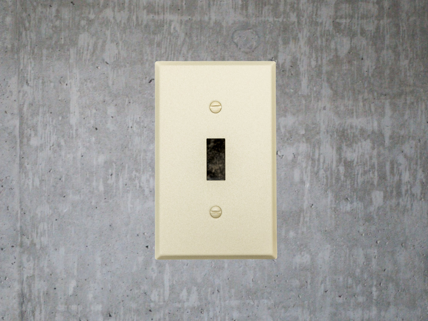 Sandstone Beige powder coated Toggle, Rocker, Duplex, and Blank standard size metal switch plates