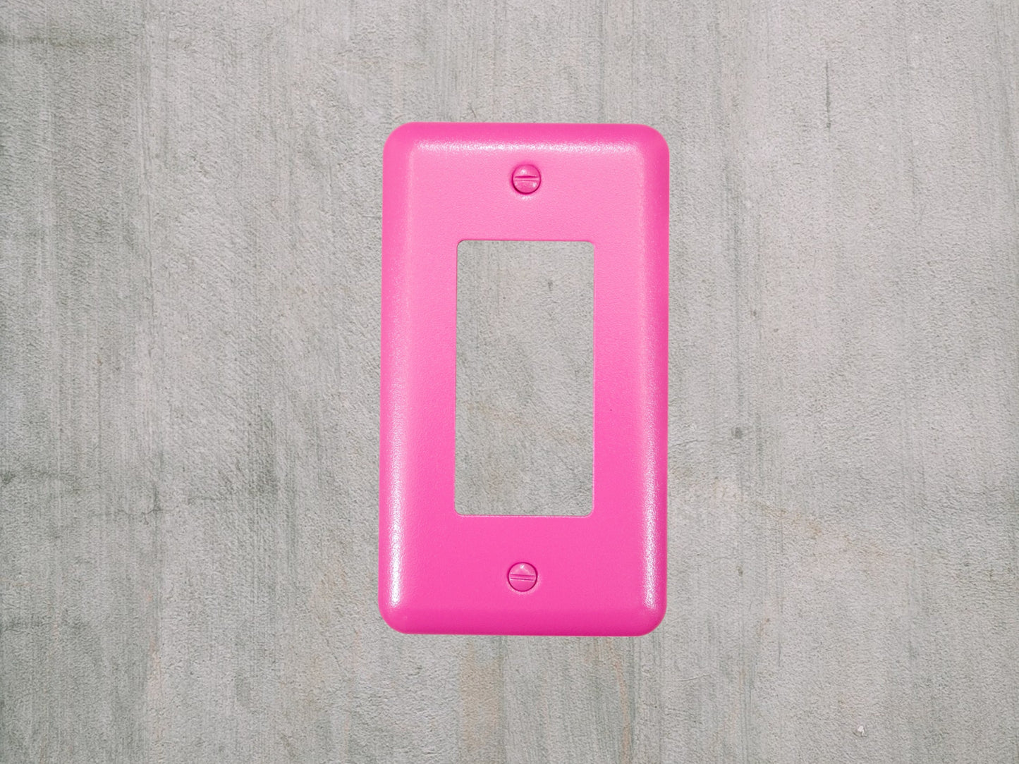 Pink Bubblegum Texture powder coated Toggle, Rocker, Duplex, and Blank round corner metal switch plates