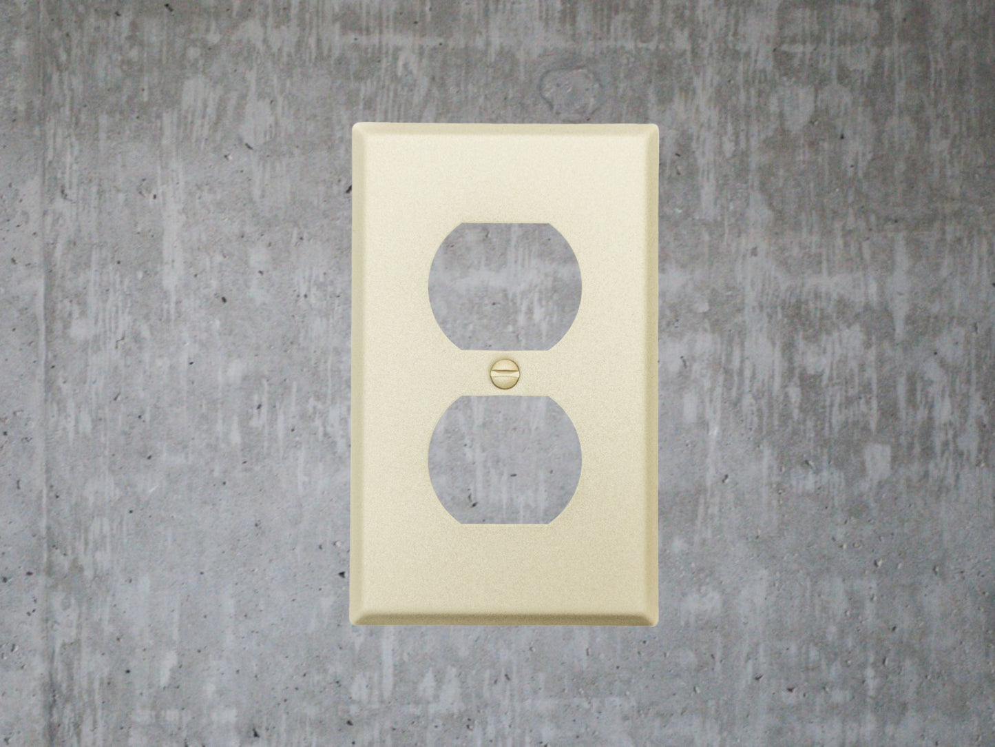 Sandstone Beige powder coated Toggle, Rocker, Duplex, and Blank standard size metal switch plates