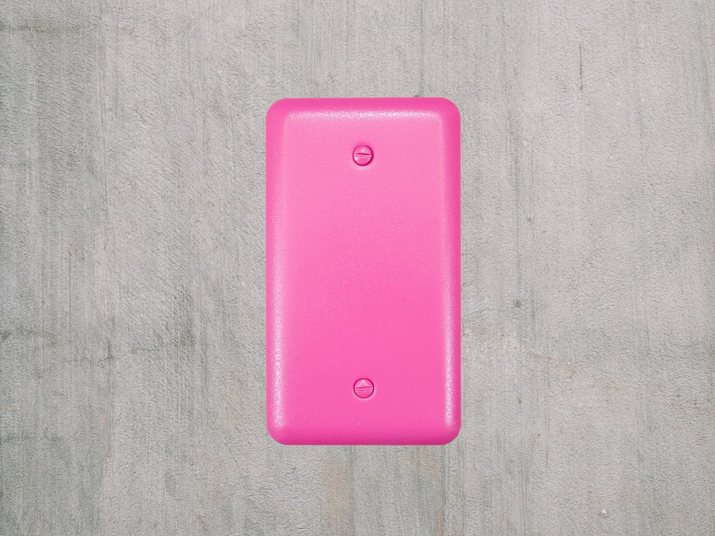 Pink Bubblegum Texture powder coated Toggle, Rocker, Duplex, and Blank round corner metal switch plates