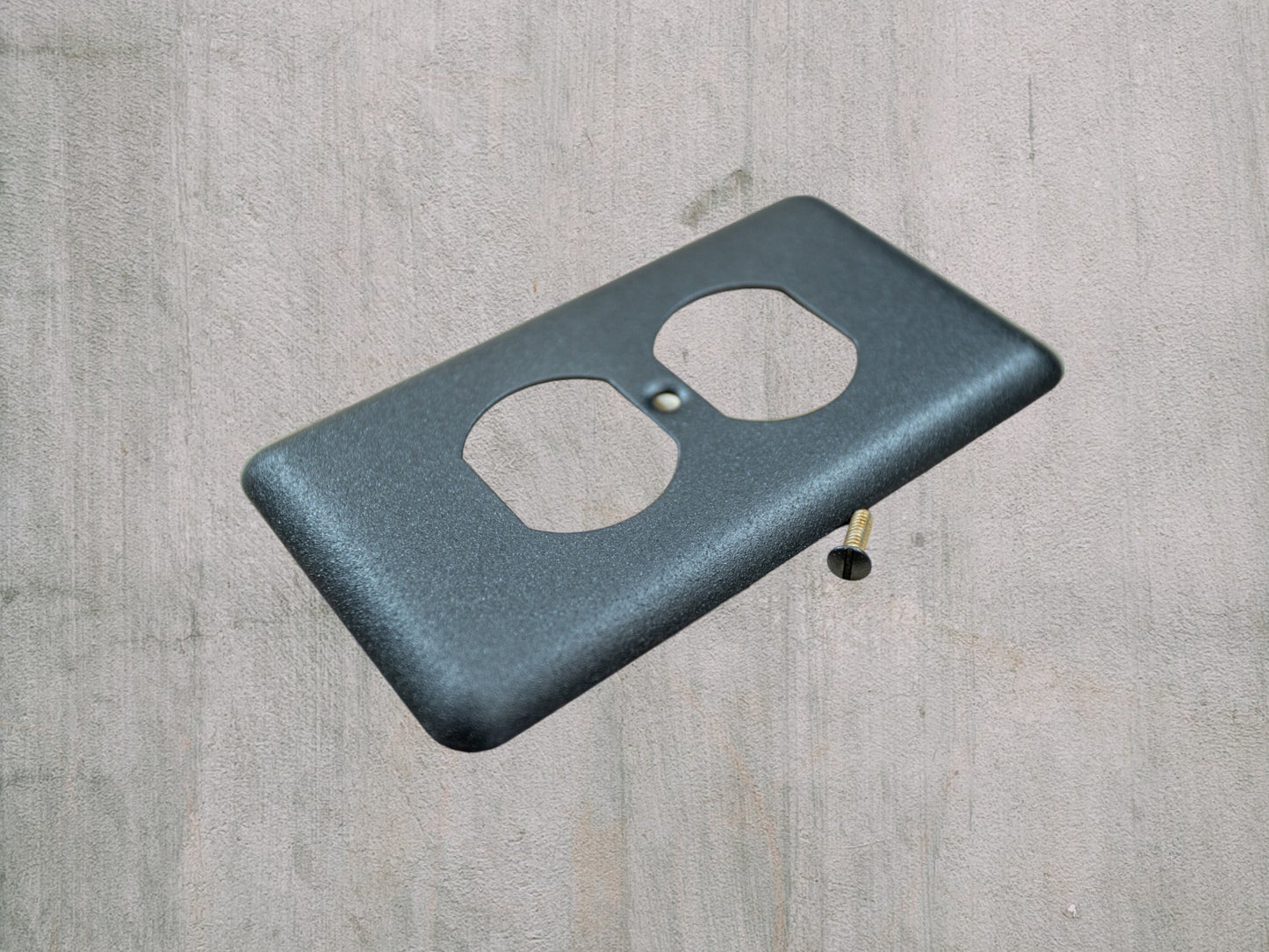 Matte Black Texture powder coated Toggle, Rocker, Duplex, and Blank round corner metal switch plates