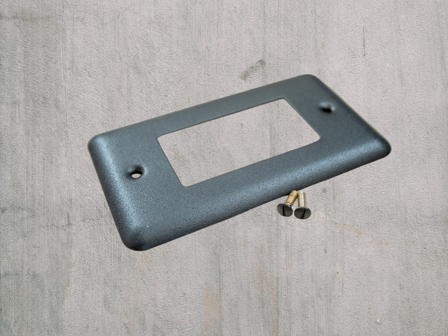 Matte Black Texture powder coated Toggle, Rocker, Duplex, and Blank round corner metal switch plates