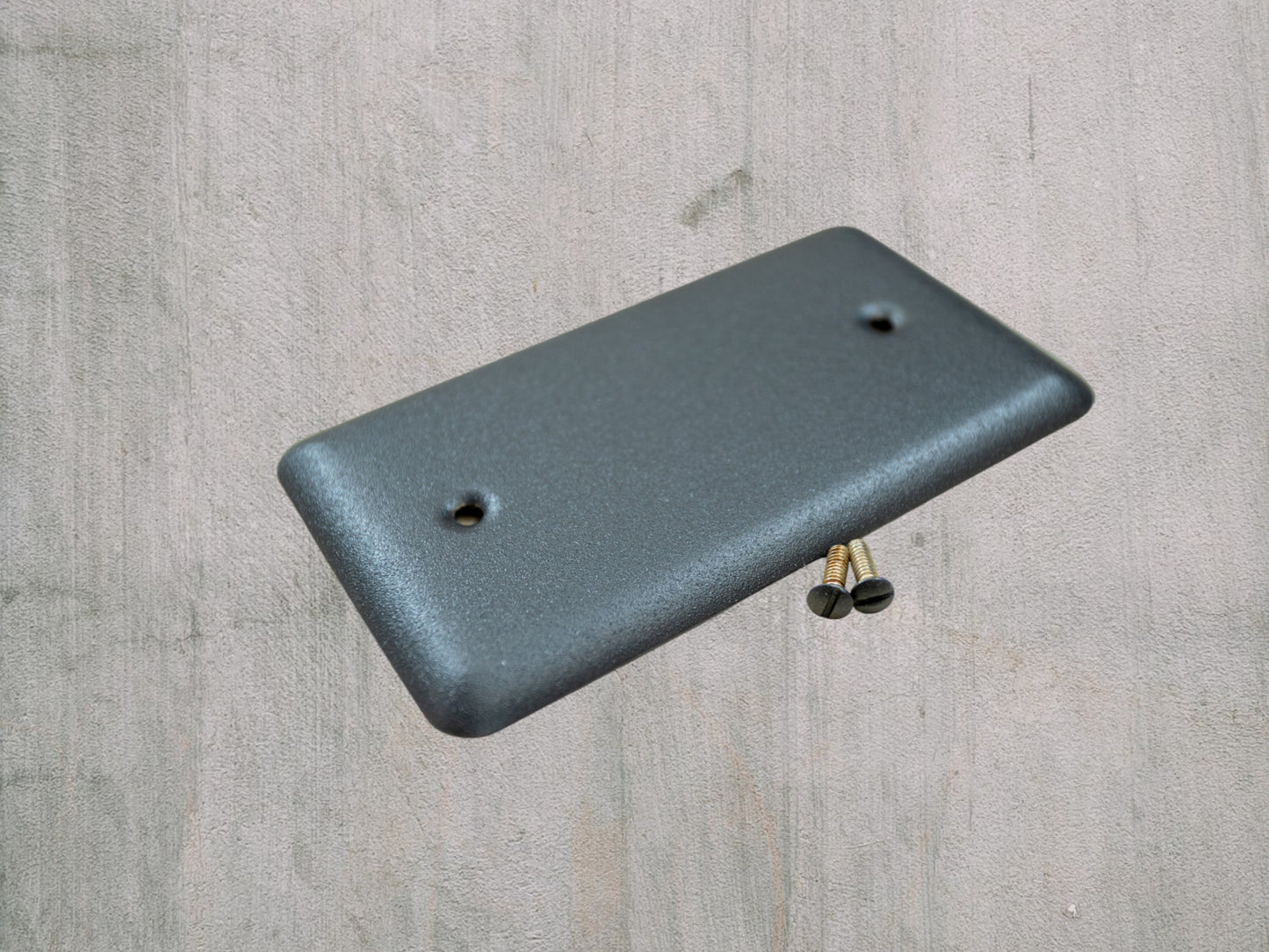 Matte Black Texture powder coated Toggle, Rocker, Duplex, and Blank round corner metal switch plates