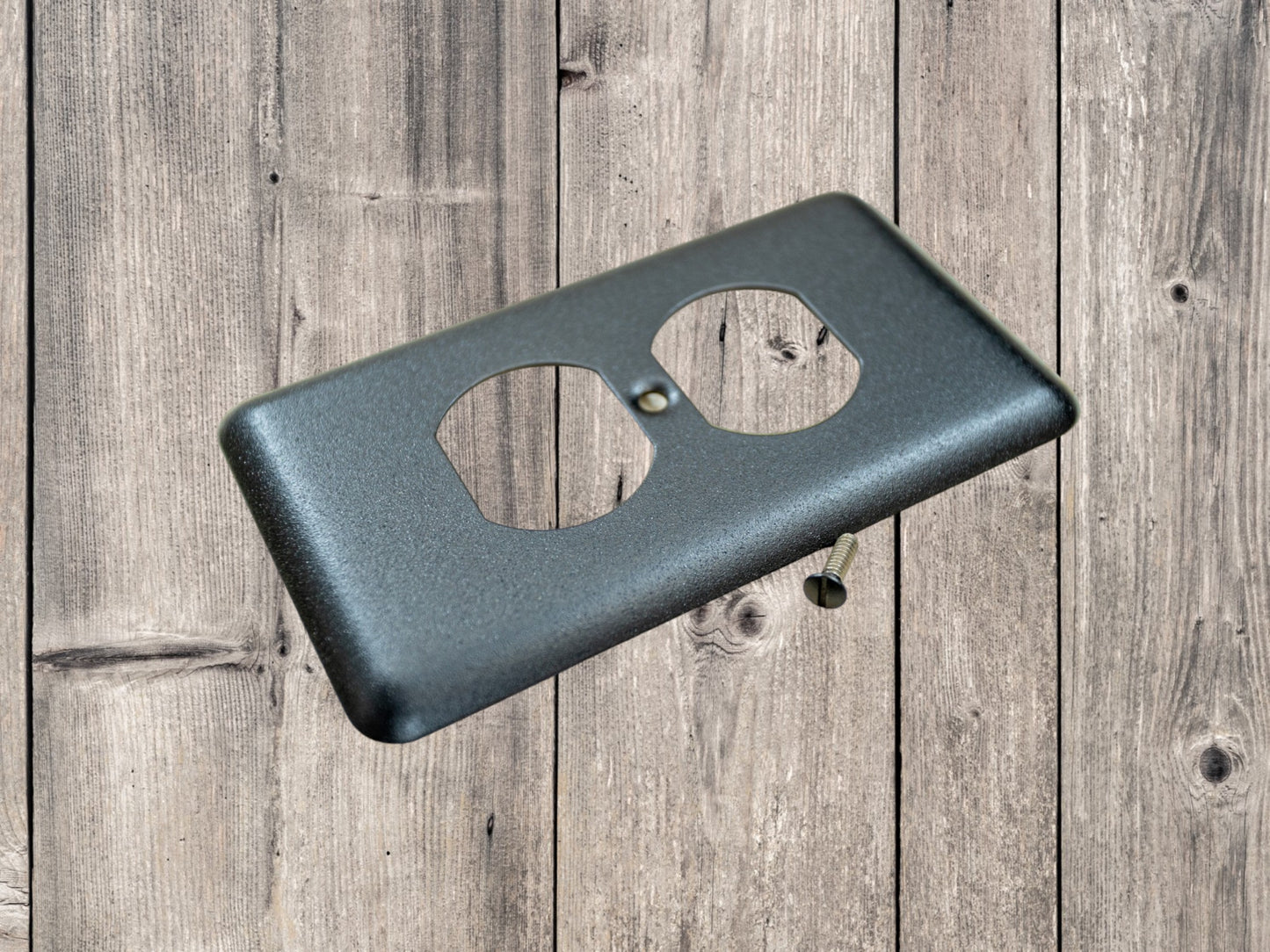 Black Satin Texture powder coated Toggle, Rocker, Duplex, and Blank round corner metal switch plates