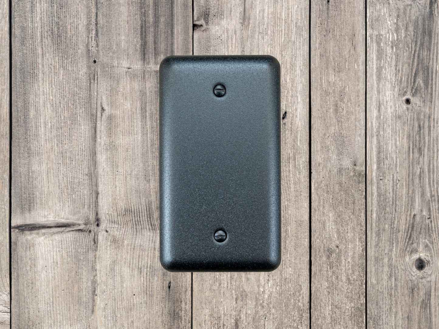 Black Satin Texture powder coated Toggle, Rocker, Duplex, and Blank round corner metal switch plates