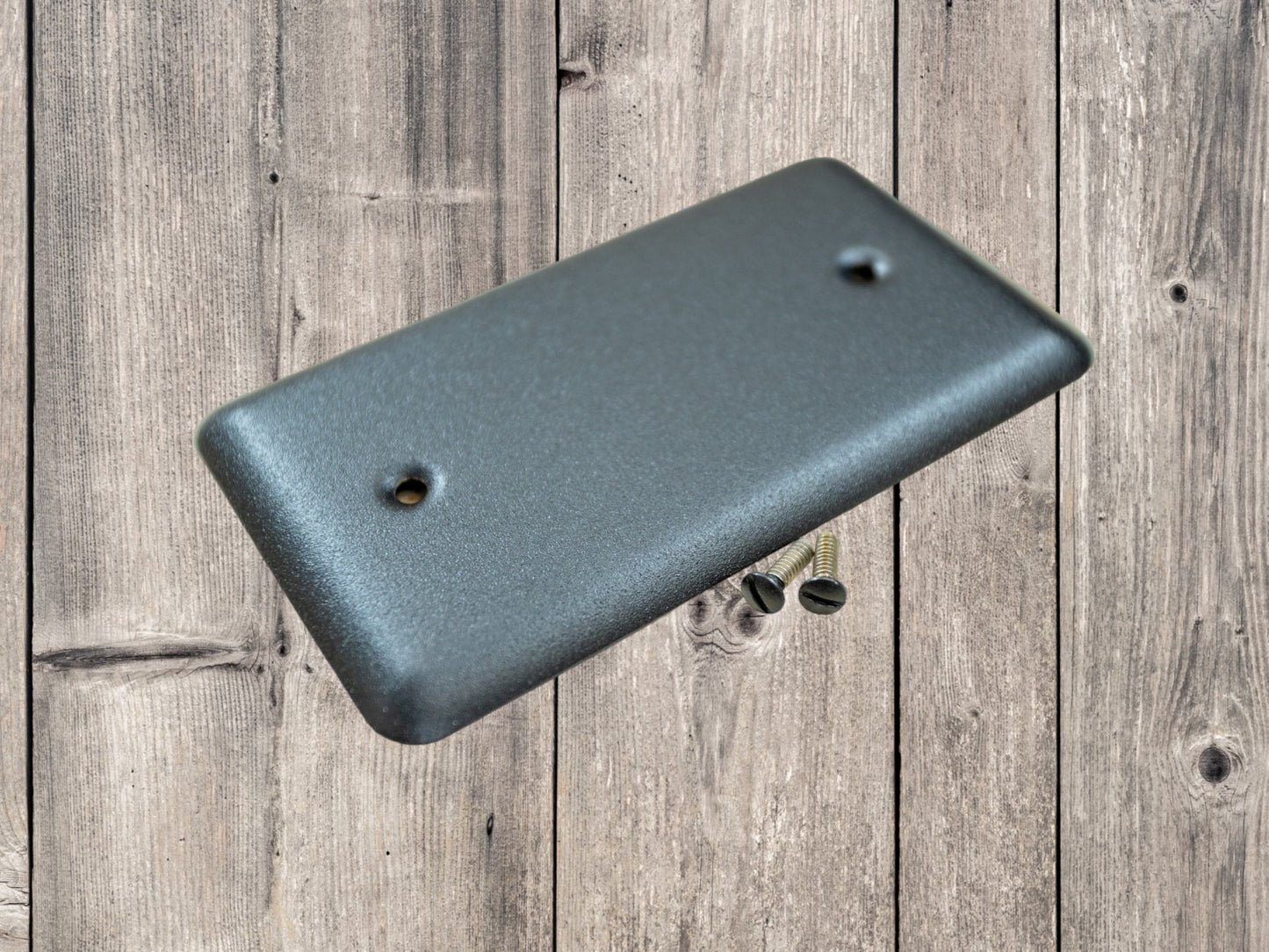 Black Satin Texture powder coated Toggle, Rocker, Duplex, and Blank round corner metal switch plates