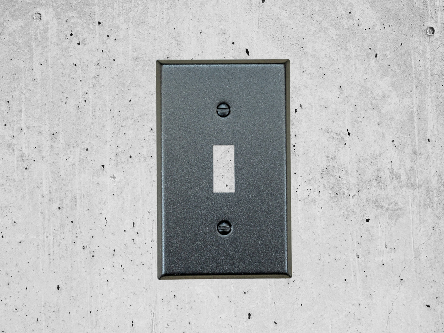 Black Stone powder coated Toggle, Rocker, Duplex, and Blank standard size metal switch plates