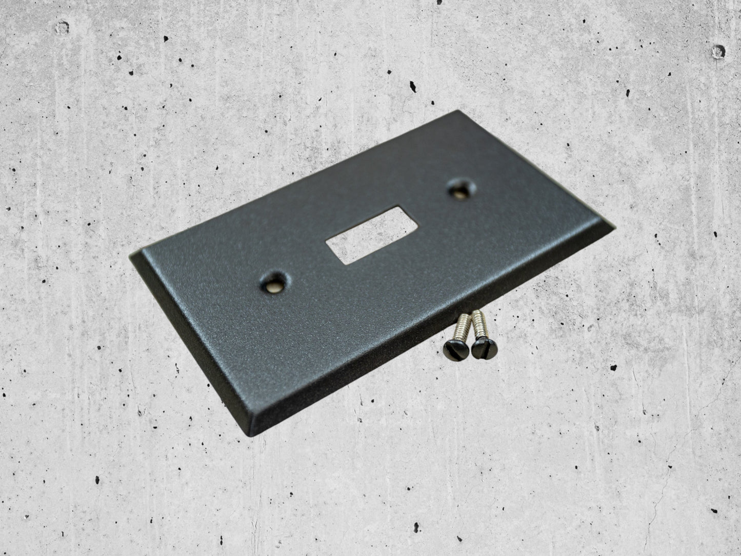 Black Stone powder coated Toggle, Rocker, Duplex, and Blank standard size metal switch plates